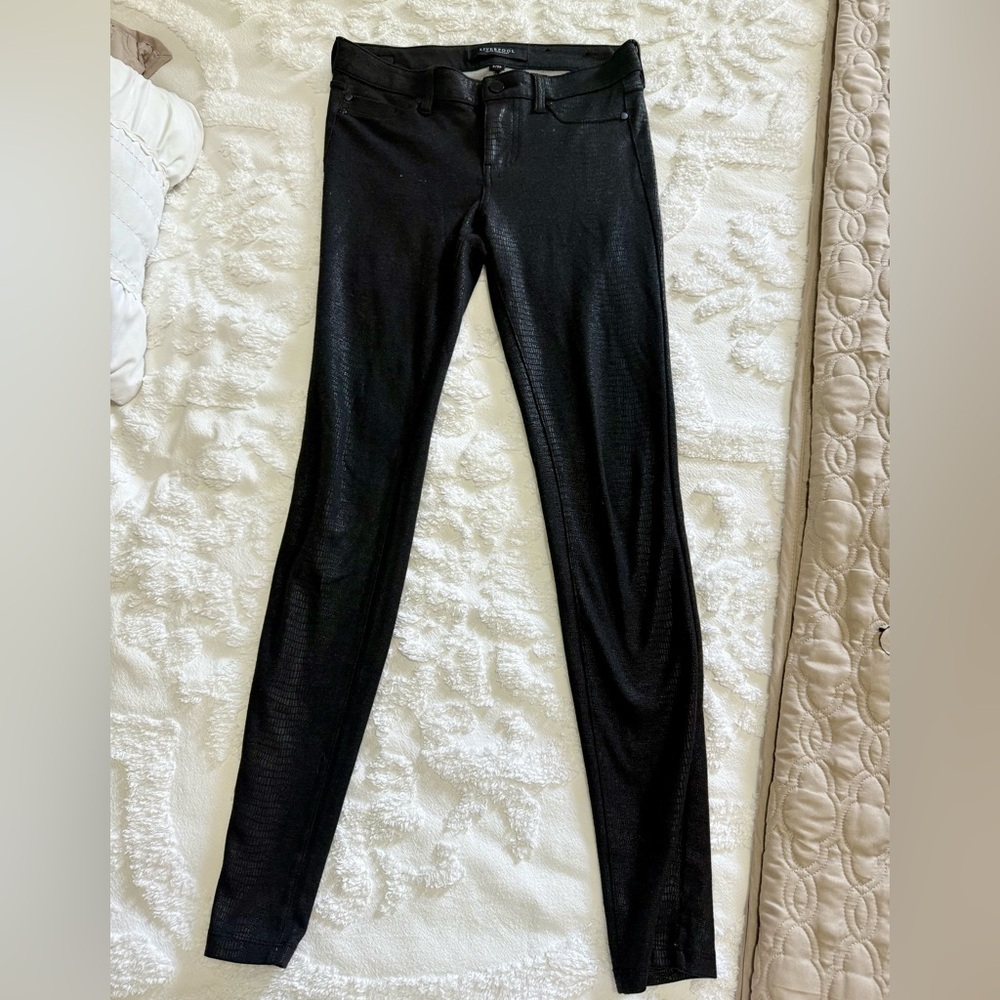 Liverpool Jeans Company Black Leggings Faux Leather Design Size 2/26